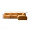 Sectional Sofa With Durable Fabric And High Density Sponge, Solid Wood Frame, 4 Seats - Orange - Image 3