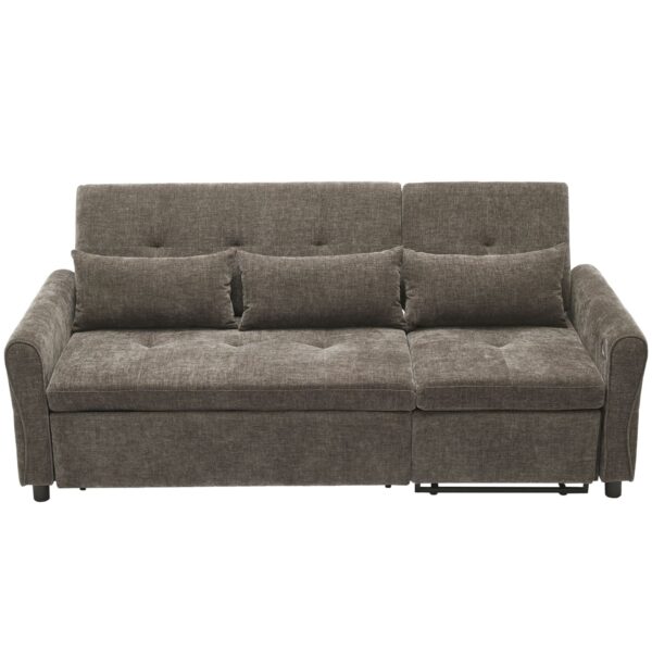 2 In 1 Sofa 3 Seater With Sofa Bed And Reversible Recliner - Dark Gray