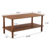 Modern 2 Tier Coffee Table For Living Room Furniture, Rectangular Center Table With Open Storage Shelf, Rounded Rubberwood Legs - Walnut Brown - Image 3
