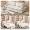 Queen Pull Out Sofa Bed, 3 In 1 Convertible Sleeper Sofa Multifunctional Velvet Loveseat Bed - Beige - Image 13