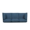 Diaphanous - Upholstered 3 Seater Sofa With 2 Accent Pillows And Wood Legs - Navy Blue - Image 5
