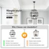 4 Light Metal Lantern Tiered Pendant Hanging Light Fixtures, Industrial Farmhouse Adjustable Height Chandeliers For Dining Room Hallway Foyer Entryway (E12 Bulbs Not Included) - Matte Black - Image 5