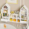 Versatile Children's Bookshelf With House-Shaped Design Multifunctional Storage - White - Image 10