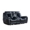 Clark - Blanche / Velvet Power Console Reclining LS With LED - Black - Image 4
