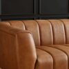 Ava - Genuine Italian Leather Channel Tufted Sofa - Gold / Tan - Image 2