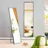 Aluminum Frame Minimalist Mirror, Bathroom Bedroom Wall Mirror, Elevating Contemporary Interiors, Can Be Wall Mounted Or Opened As A Standing Mirror - Black - Image 4