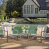 Celestaria - 3 Piece Outdoor Chat Set With Adirondack Chairs, Cushions And Side Table - Gray - Image 4