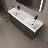 Deluxe 60" Freestanding Bathroom Vanity With Resin Double Sink - Dark Oak - Image 7