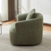360° Swivel Chair, Chenille Upholstered Barrel Sofa Chair With Throw Pillow, For Living Room, Office - Green - Image 8