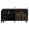4 Door Cabinet Modern Fluted Sideboard Buffet With Storage, Curve Element With Strict Lines - Black - Image 3