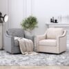 360 Degree Swivel Armchair Cotton Linen Skin - Friendly Fabric Ergonomic Design Brass Nail Decorative Armchair Living Room Chairs Bedroom Chairs Living Room Chairs Black Legs Suitable For Indoor Homes - Gray - Image 12