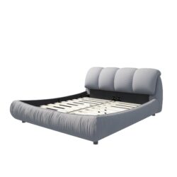 King Size Luxury Upholstered Platform Bed With Oversized Padded Backrest And Solid Wood Frame, Suitable For Multiple Heights Of Mattresses - Gray