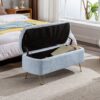 Storage Ottoman Bench For End Of Bed Gold Legs, Modern Gray Faux Fur Entryway Bench Upholstered Padded With Storage For Living Room Bedroom - Blue - Image 6