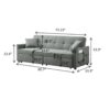 3 In 1 Convertible Sleeper Sofa Bed, Modern Fabric Loveseat Futon Sofa Couch Pullout Bed, Small Love Seat Lounge Sofa Reclining Backrest, Pillows, Pockets, Home Furniture For Living Room - Gray - Image 3