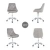Modern Velvet Fabric Dining Chair With Chrome Legs, Soft And Comfortable, Lift Adjustment, Space Saving - Gray - Image 11
