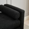 Elegant Upholstered Bench Daybed Ottoman With Nature Wood Legs & Bolster Pillows - Black Boucle - Image 10