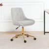 Modern Teddy Velvet Fabric Dining Chair With Gold Plated 5 Claw Legs - Gray - Image 5