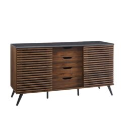 Contemporary Sliding Slat Door Sideboard - Ebony / Dark Walnut