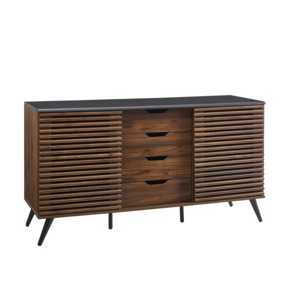 Contemporary Sliding Slat Door Sideboard - Ebony / Dark Walnut