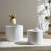 Premium Nested Table Set 2 Pieces, Coffee Table Set For Living Room - White - Image 4
