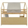 Full Size Loft Bed House Shaped Frame With Tent - Natural / Beige - Image 9