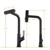 Modern Kitchen Waterfall Faucet With Pull Down Sprayer, Single Handle, 360 Degree Rotating - Matte Black - Image 3