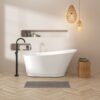 Freestanding Bathtub Modern Stand Alone Soaking Bathtub - Brushed Nickel Drain And Minimalist Linear Design Overflow Included, Cupc Certified - White - Image 2
