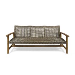 Outdoor 3 Seater Sofa With Rattan Cover - Gray