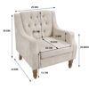 Accent Chair, Living Room Chair, Footrest Chair Set With Vintage Brass Studs, Button Tufted Upholstered Armchair For Living Room, Comfy Reading Chair For Bedroom, Reception Room - Beige - Image 3