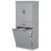 Stylish Bathroom Storage Cabinet With 2 Laundry Baskets - Gray - Image 16