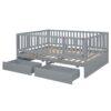 Full Size Daybed With Fence Guardrails And 2 Drawers - Gray - Image 12