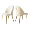 2 Pieces Contemporary Stainless Steel Dining Chair With Upholstery And Leather Backrest - Gold - Image 2