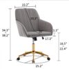 Adjustable Office Chair, Ergonomic Swivel Chair Velvet, Comfortable For Long Sitting - Gray - Image 15