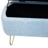Storage Ottoman Bench For End Of Bed Gold Legs, Modern Gray Faux Fur Entryway Bench Upholstered Padded With Storage For Living Room Bedroom - Blue - Image 25