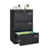 Filing Cabinet Lateral File Cabinet 3 Drawer, Blcak Locking Metal File Cabinets Three Drawer, Office Filing Cabinet With Lock Drawers For Home Office - Black - Image 3