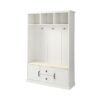 Hall Tree With 3 Hooks, Coat Hanger, Entryway Bench, Storage Bench, 3 In 1 Design, For Entrance, Hallway White - White - Image 5