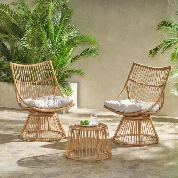 Elaine - Chair & Side Table - Light Brown