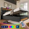 Full Size Upholstered Platform Bed With A Hydraulic Storage System, LED And USB Charging (Without Mattress) - Gray - Image 14