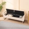 Wide Storage Soft Ottoman Bench With Armrests, Footrest Bed End Stool For Living Room, Dorm, Entryway And Bedroom - Beige - Beige - Image 8