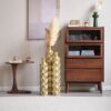 Metal Decorative Vase High Distress Metal Center Vase With 3D Triangle Pattern, (Set of 3) Vases For Home Decoration - Gold - Image 14