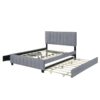 Queen Platform Contemporary Upholstered Bed With Drawers, Trundle - Gray - Image 2