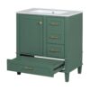 Bathroom Vanity, Modern Bathroom Cabinet With Sink Combo Set, Bathroom Storage Cabinet With A Soft Closing Door And 3 Drawers, Solid Wood Frame - Green - Image 14