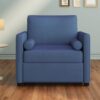 3 In 1 Convertible Sleeper Chair With Adjustable Backrest, Lounger Chair Turns Into Bed, Single Bed For Living Room, Velvet - Ink Blue - Image 3