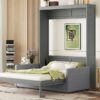 Queen Size Murphy Wall Bed With Cushion - Gray - Image 16