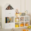 Versatile Kids Bookshelf With House-Shaped Design Multifunctional Storage, Durable - White - Image 5