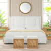 Miramar - King Cushion Back Headboard Platform Bed Frame - Antique White - Image 8