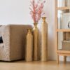 Metal Decorative Vases High Distress Metal Center Vases With Growing Vine Patterns, (Set of 3) Vases For Home Decoration - Gold - Image 19