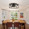 20" Industrial Caged Ceiling Fan, With 7 - ABS Blades Remote Control Reversible DC Motor, Small Flush Mount Ceiling Fan For Farmhouse - Black - Image 7