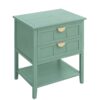 2 Drawer Side Table, American Style, End Table, Suitable For Bedroom, Living Room, Study - Light Green - Image 9