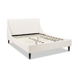 Aspen - Queen Vertical Tufted Modern Headboard Platform Bed Set - Cloud White